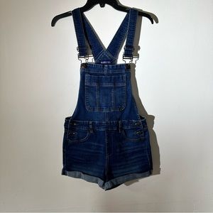 Blue Spice Denim Bib Overall Cuffed Dark Wash Shorts Women’s size 9